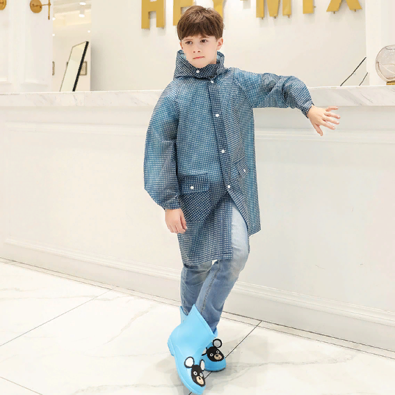 Дитячий дощовик. Сірий в клітку, фото 1