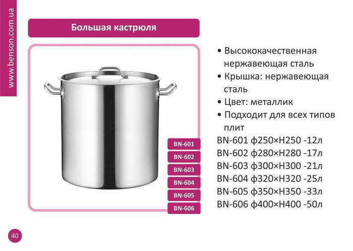 Купить Большая широкая кастрюля с крышкой 25л. Нержавейка - Benson BN ...