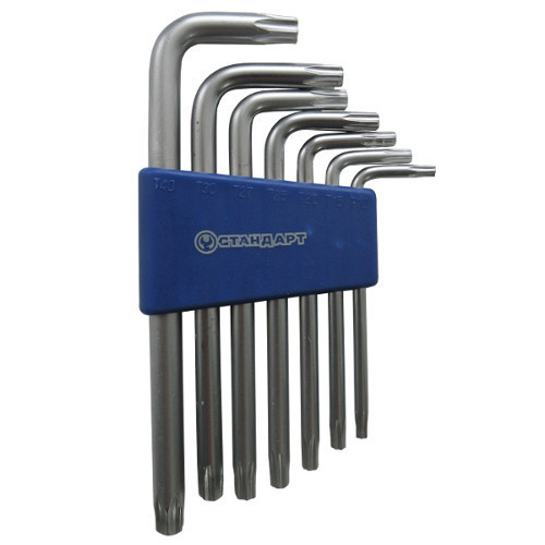 Стандарт Набір ключів TORX Р-обр. з отвором 7ед. СТАНДАРТ TKS0701