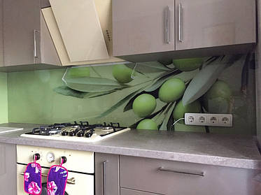 Фартук - оливки - установка скинали из стекла в Днепре 1