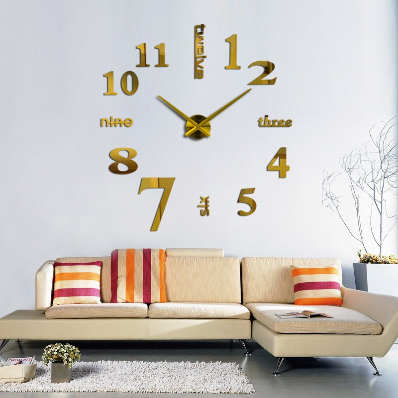 3D годинник Timelike™ 100 см настінний великий Написи-G золотистий