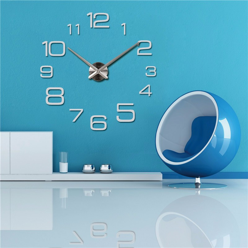 3D годинник Timelike™ 100 см настінний великий Арабські3-S сріблястий