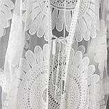 Розмір L (46-48). Білий пляжний халатик сітка з мереживною вишивкою, стильна накидка для пляжу та відпочинку, фото 5