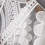 Розмір L (46-48). Білий пляжний халатик сітка з мереживною вишивкою, стильна накидка для пляжу та відпочинку, фото 7
