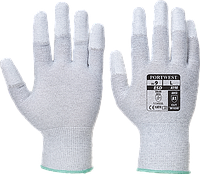 Антистатические перчатки с ПУ покрытием на пальцах A198 Серый, S