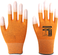 Антистатические перчатки с ПУ покрытием на пальцах A198 Оранжевый, M