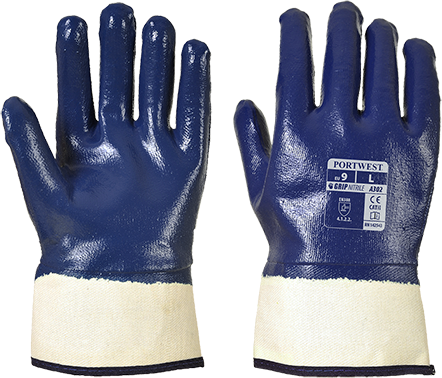 Повністю покриті нітрилом рукавички з манжетами Portwest A302 Темно-синій, L