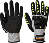 Удароміцні рукавички з захистом від порізів Portwest A722 Сірий/Чорний, L