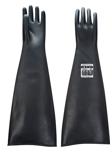 Рукавички з латексного каучуку для піскоструминної камери 60 см Portwest A803 Чорний, L, фото 1