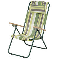 Кресло-шезлонг «Ясень», Ø 20мм (текстилен зеленая полоса) 2110016