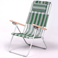 Кресло-шезлонг «Ясень», Ø 20мм (текстилен бело-зеленый) 7133