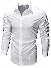 Чоловіча сорочка з довгими рукавами приталеного крою, посадка Slim Fit (біла)