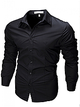 Чоловіча сорочка з довгими рукавами приталеного крою SLIM FIT (чорна)