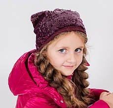 Красива дитяча шапка для дівчинки з паєтками TRESTELLE Італія T18 636K Бордовий 52-54см.Хіт!