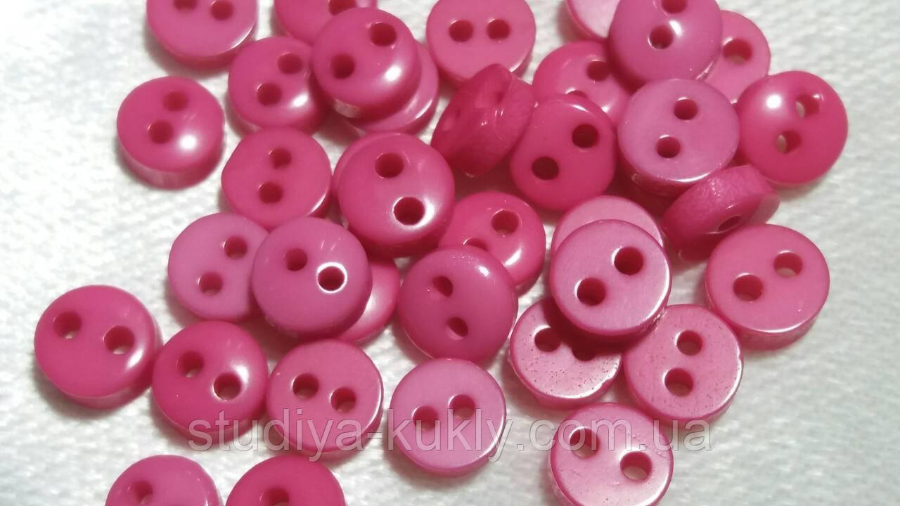 Гудзик для ляльок міні 6мм. Малиновий № 6.39., фото 1