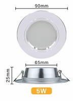 Біле тепле світло LED світлодіодні стельові світильники 5 Вт 220 В, врізні точкові