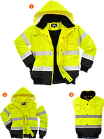 Світловідбиваюча контрастна куртка-бомбер C465 Жовтий/Чорний, L