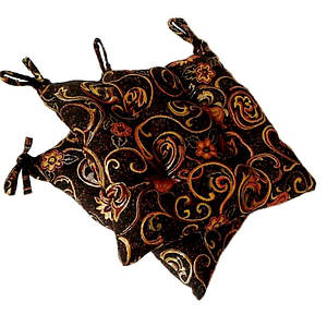 Подушка на стілець гобеленова Квіти на чорному тлі 40*40 см подушка для стільця табурету