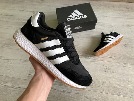 Чоловічі кросівки Adidas Iniki Runner Black White чорні, фото 1