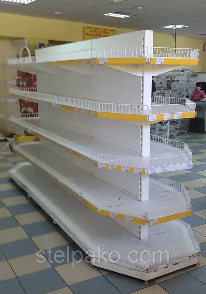Двосторонні торговельні стелажі бу гондоли