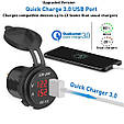 Зарядний USB Quick Charge 3.0 + Вольтметр / ШВИДКА ЗАРЯДКА QC 3.0 / Адаптер живлення - врізна розетка USB, фото 3
