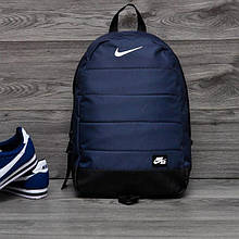 Якісний рюкзак Nike Air, найк темно-синього кольору з вставками шкір заступника чорного кольору.
