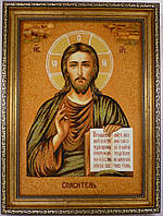 Ікона з бурштину Ісус Христос і-06 Господь Вседержитель Гранд Презент 30*40