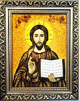 Ікона з бурштину Ісус Христос і-14 Господь Вседержитель Гранд Презент 20*30