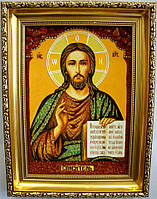 Ікона з бурштину Ісус Христос і-08 Господь Вседержитель Гранд Презент 20*30