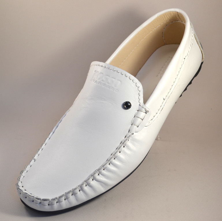 Мокасини чоловічі білі шкіряні літні стильні Rosso Avangard M4 Max White, фото 1