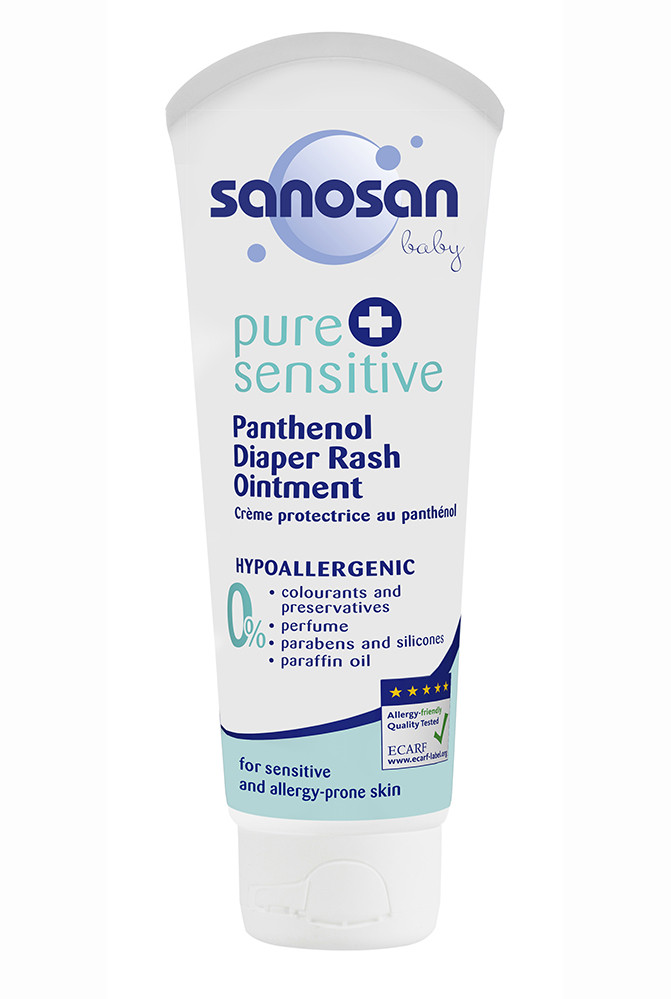 Детский гипоаллергенный крем Sanosan Pure & Sensitive, с пантенолом от опрелостей, 100 мл - фото 1 - id-p1021931596