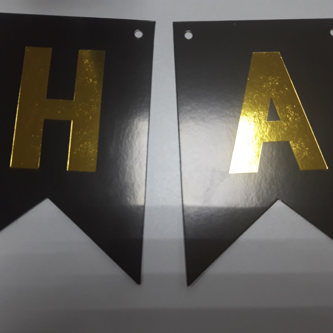 Гірлянда з днем народження, happy birthday, з днем народження чорна рожева синій з золотими літерами, фото 1
