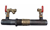 Байпас ДУ 50мм(2") короткий латунный клапан полузауженный резьбовой на концах(под муфту)