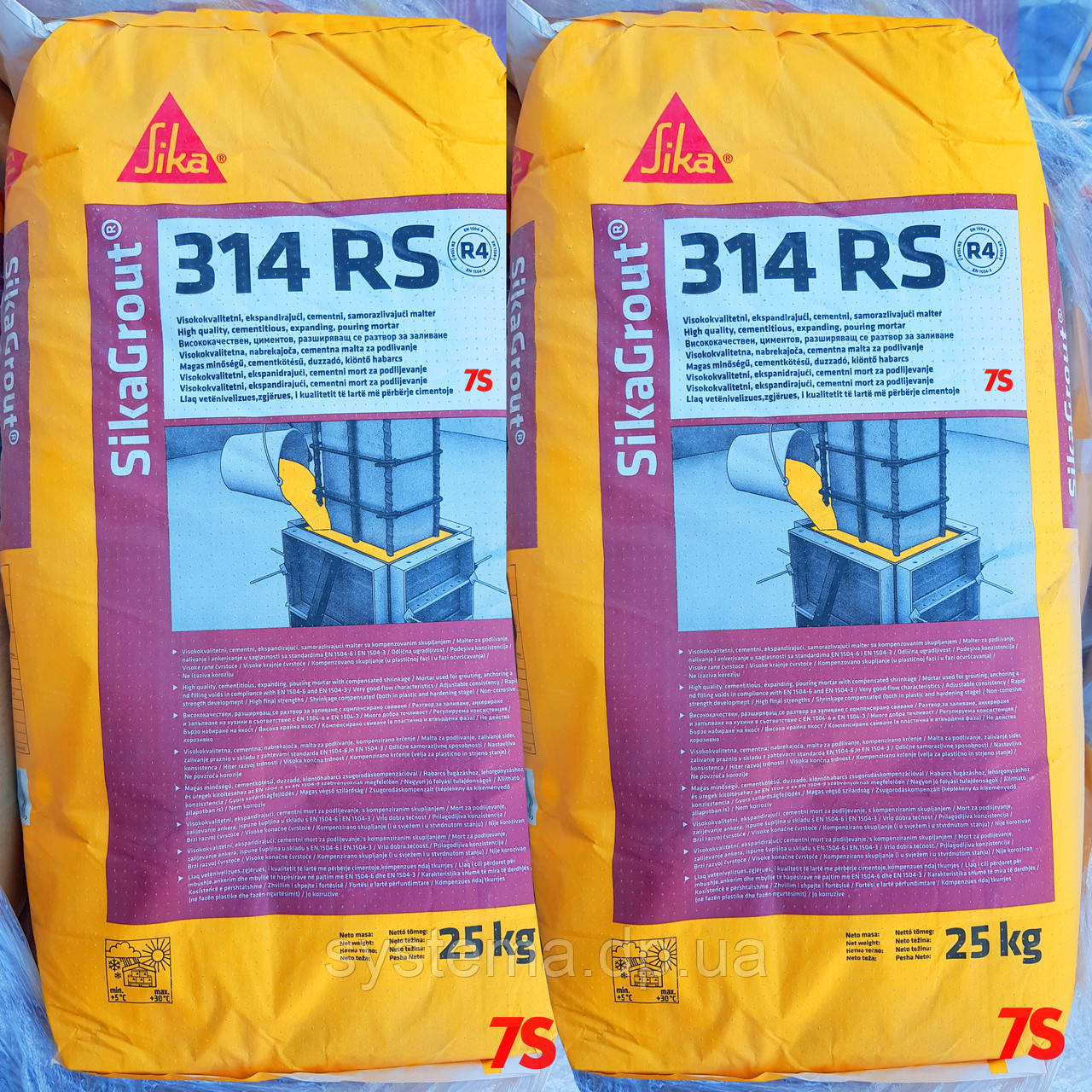 SikaGrout®-314 RS - Подливочный розчин для бетонних, кам'яних, сталевих елементів і анкерів, 25 кг