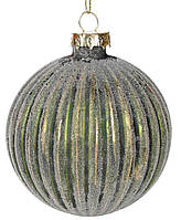 Новогодний шар стекло "Снежные забавы" елочный шар , 8 см, цвет - золотисто-зеленый, набор 6 шт
