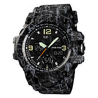 Skmei 1155 B hamlet черные с серым мужские спортивные часы