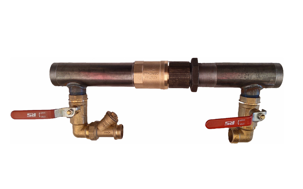 Байпас ДУ 40мм(1 1/2") короткий латунний клапан повнопрохідний різьбовий на кінцях(під муфту), фото 1