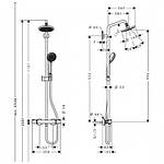 Душова колона з термостатом Hansgrohe Croma 160 Showerpipe 27135000, фото 9