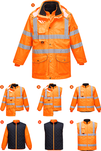 Светоотражающая куртка 7-в-1 для дорожных работ RIS RT27 - фото 1 - id-p1021589186
