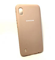 Чехол накладка для Samsung A10, A105 бампер противоударный Silicone Cover бежевый