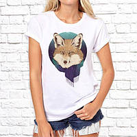 Женская футболка Push IT с принтом Лисица в шарфу XXL, Белый