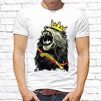 Чоловіча футболка з принтом Лев у короні та з пістолетом Push IT