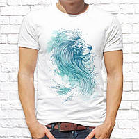 Чоловіча футболка з принтом Синій силует Лева Push IT