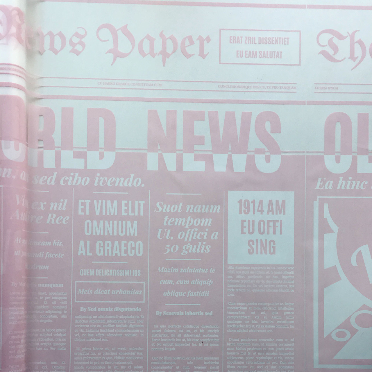 Тонована плівка матова (калька) Газета блідо-рожева 70 см х 10 м, фото 1