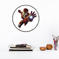 Залізна людина Годинник для дітей Айрон Мен годинник настінний Iron Man годинник із вініловою наклейкою Кварцовий годинник