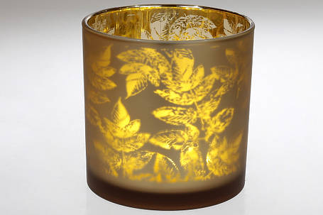 Підсвічник скляний із малюнком Листя, колір — коричневий, 15 см, у пакованні 1 шт. (549-143), фото 2