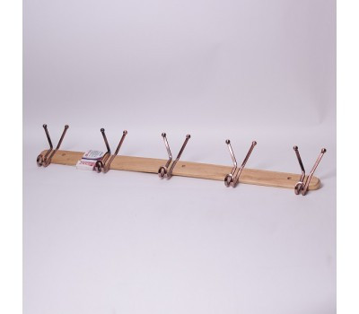Вішалка для дому дерев'яна з 5 потрійними гачками 81*6.5*13 см зручна сучасна