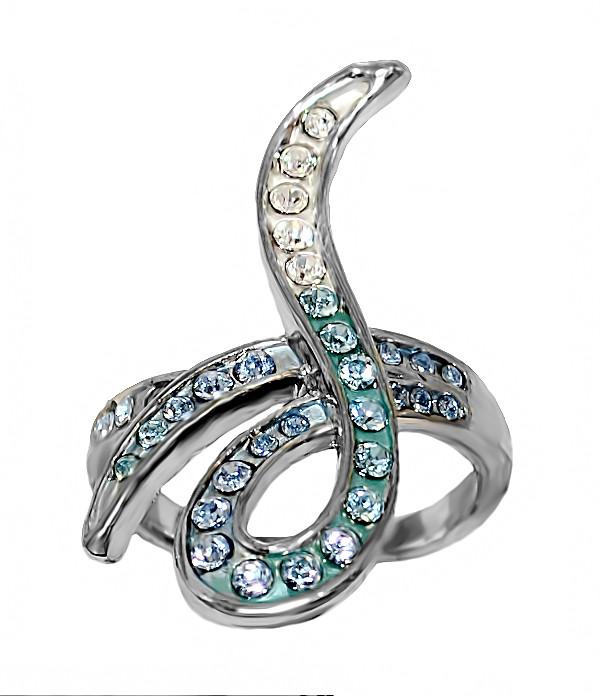 Каблучка Neoglory. Родій. Камені: білий та блакитний циркон. Є: 16р 17р 18р