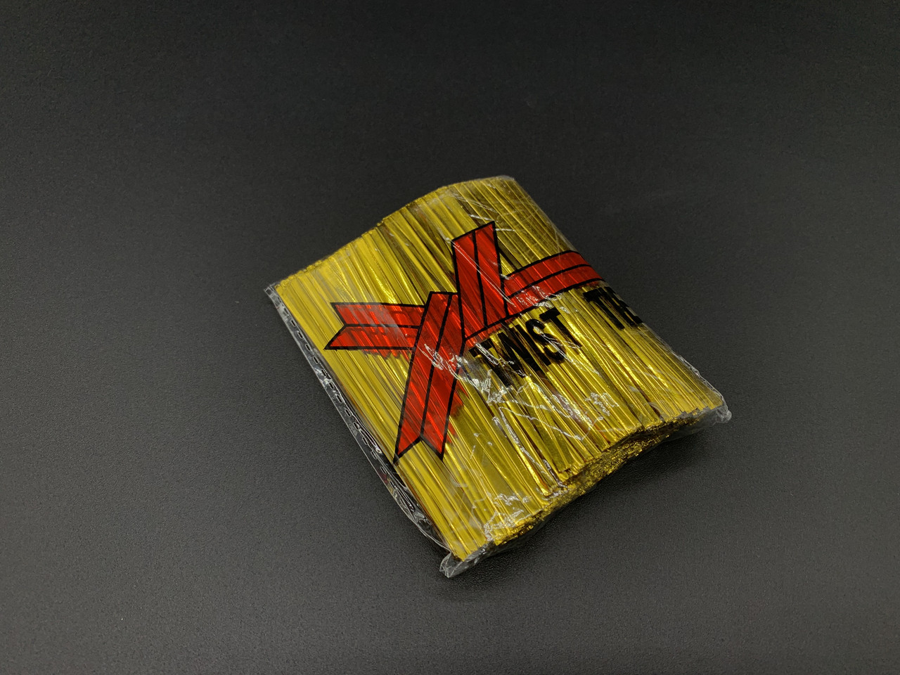 Скрутки зав'язки для пакетів 8 см фольговане золото 760 шт в упаковці, фото 1