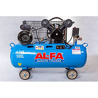 Компрессор поршневой AL-FA ALC100-2 : 3.8 кВт - 100 л. | Чугунный блок (2-x поршневый масляный)